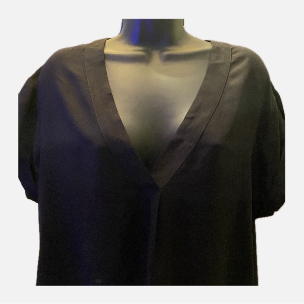 🆕Gap Womens Solid Color Casual Short Sleeve V Neck Dress Loose Fit Summer - Picture 4 of 8
